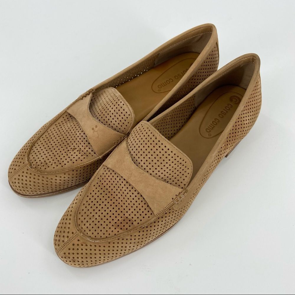 Corso Como Carlynee Tan Leather Slip On Perforated Casual Loafers 7.5 - Picture 2 of 16